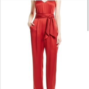 Diane Von Furstenberg red jumpsuit with belt